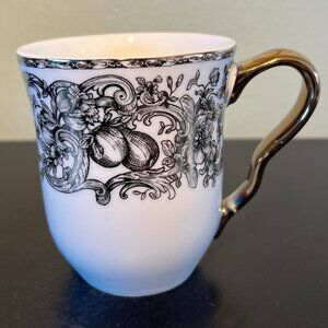 Vtg 222 Fifth BALMORAL GOLD Fine China Cup w/ Metallic Gold ~ Hollywood Regency